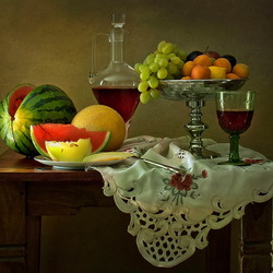 Jigsaw puzzle: Wine and fruit