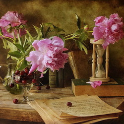 Jigsaw puzzle: Still life with peonies and cherries