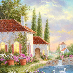 Jigsaw puzzle: House by the pond