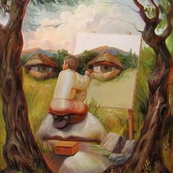 Jigsaw puzzle: Self-portrait under linden trees