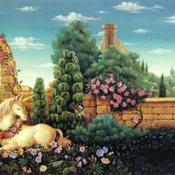 Jigsaw puzzle: Unicorn in the garden