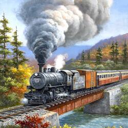 Jigsaw puzzle: Steam locomotive smoke
