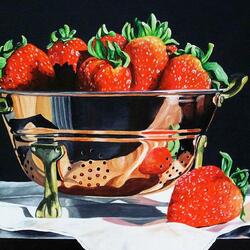 Jigsaw puzzle: Strawberries in a vase