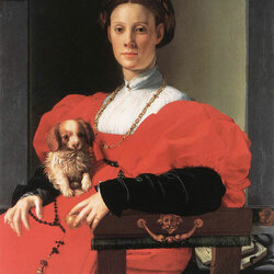 Jigsaw puzzle: Portrait of a lady with a dog