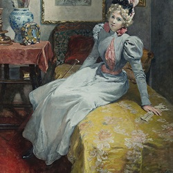 Jigsaw puzzle: Young lady on the sofa