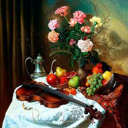 Jigsaw puzzle: Flowers and music