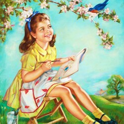 Jigsaw puzzle:  Girl and bird