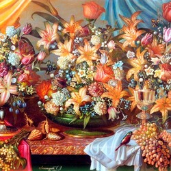 Jigsaw puzzle: Floral still life in the Baroque style