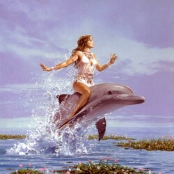 Jigsaw puzzle: Riding a dolphin