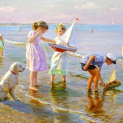 Jigsaw puzzle: Children by the sea
