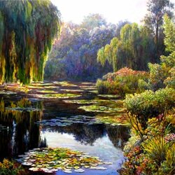 Jigsaw puzzle: Willow by the pond