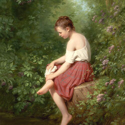 Jigsaw puzzle: Girl by the stream