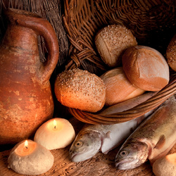 Jigsaw puzzle: Bread and fish