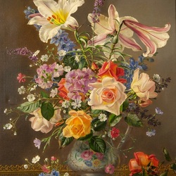 Jigsaw puzzle: Bouquet of lilies and roses