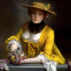 Jigsaw puzzle: Portrait of a lady in yellow
