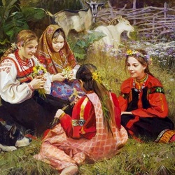 Jigsaw puzzle: Girls in the meadow