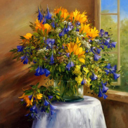 Jigsaw puzzle: Yellow-blue bouquet