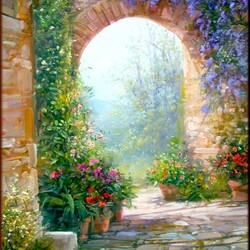 Jigsaw puzzle: Arch with flowers