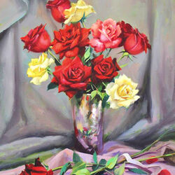 Jigsaw puzzle: Vase with roses
