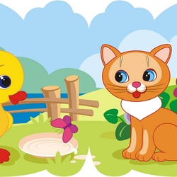 Jigsaw puzzle: Duckling and kitten
