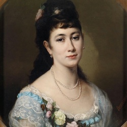Jigsaw puzzle: Portrait of a woman in a pearl necklace