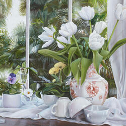 Jigsaw puzzle: Still life with white tulips