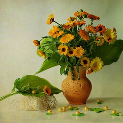 Jigsaw puzzle: Still life with marigolds