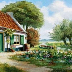 Jigsaw puzzle: House by the river