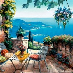 Jigsaw puzzle: On the terrace by the sea