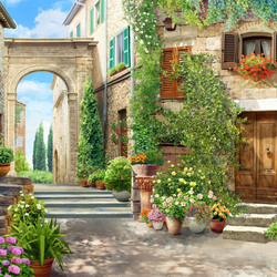 Jigsaw puzzle: Courtyard in Tuscany