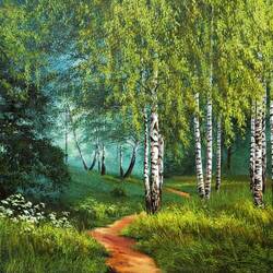Jigsaw puzzle: Path to the birch grove