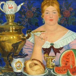 Jigsaw puzzle: The merchant's wife drinking tea
