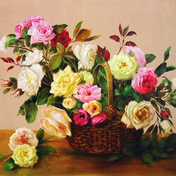 Jigsaw puzzle: Roses in a basket