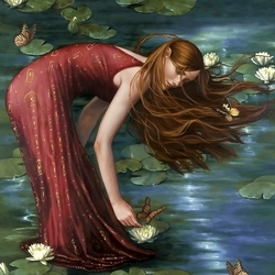Jigsaw puzzle: Girl and lilies
