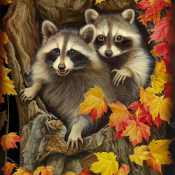 Jigsaw puzzle: A couple of raccoons