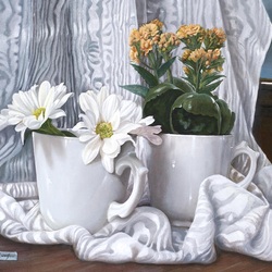 Jigsaw puzzle: Still life with white chrysanthemums