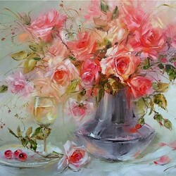 Jigsaw puzzle:  Still life with a bouquet of roses