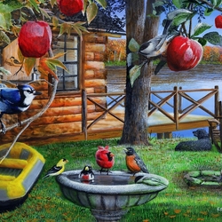 Jigsaw puzzle: Birds and Apples