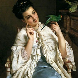 Jigsaw puzzle: Lady with parrot