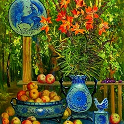 Jigsaw puzzle: Still life with apples and lilies