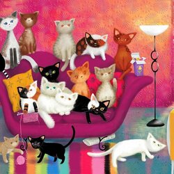 Jigsaw puzzle: Cats on the couch