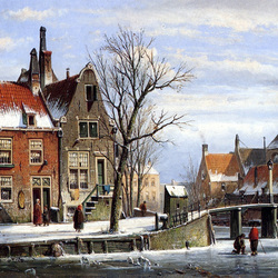 Jigsaw puzzle: Canal in winter