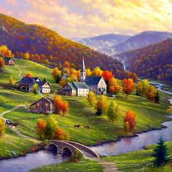 Jigsaw puzzle: Autumn in a mountain village