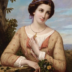 Jigsaw puzzle: Girl with a bouquet of viols