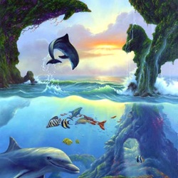 Jigsaw puzzle: Seven dolphins