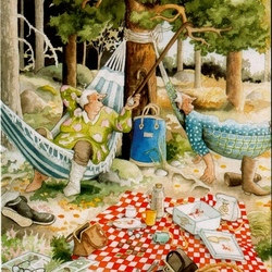Jigsaw puzzle: Relaxing in a hammock