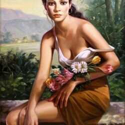 Jigsaw puzzle: Girl with flowers