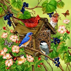 Jigsaw puzzle: Birds at the trough