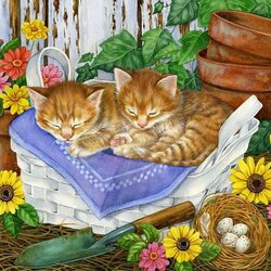 Jigsaw puzzle: Cats in a basket