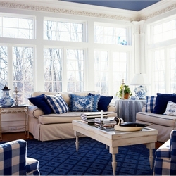 Jigsaw puzzle: Living room in blue-white-blue tones